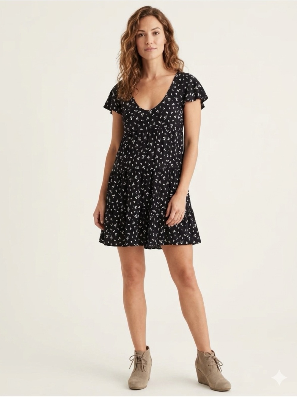 Aeropostale Black Mini Dress with White Floral Print